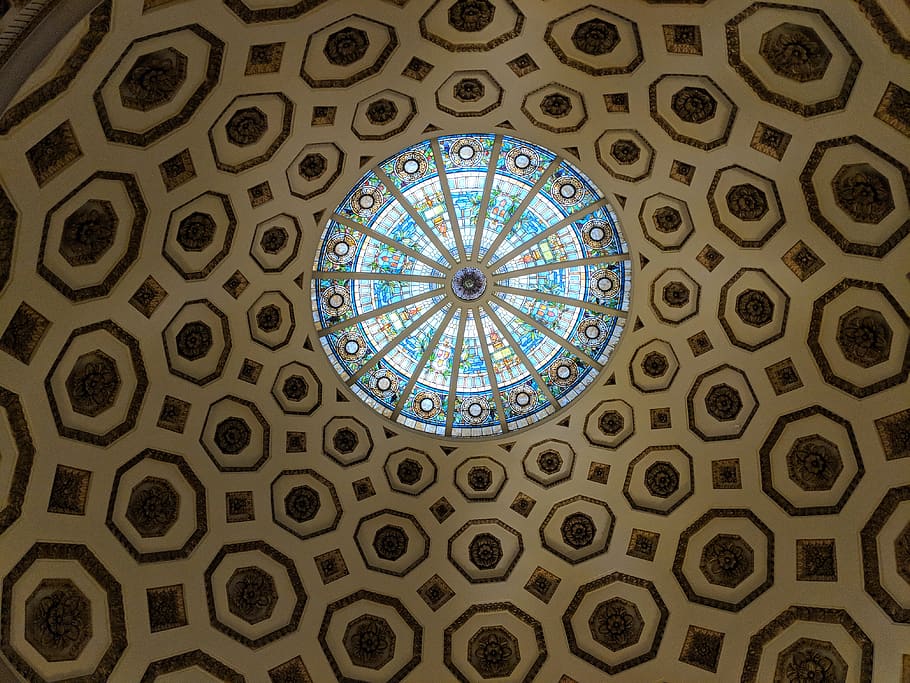 geometric shape, circle, architecture, ceiling, pattern, design HD wallpaper
