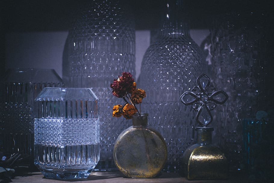 flowers, glass, jar, decoration, flowering plant, indoors, no people HD wallpaper