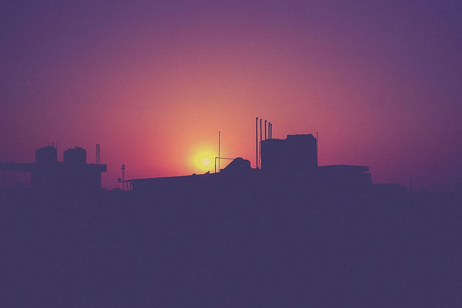 building, clouds, sky, sunset, dark, silhouette, shadow, built structure HD wallpaper