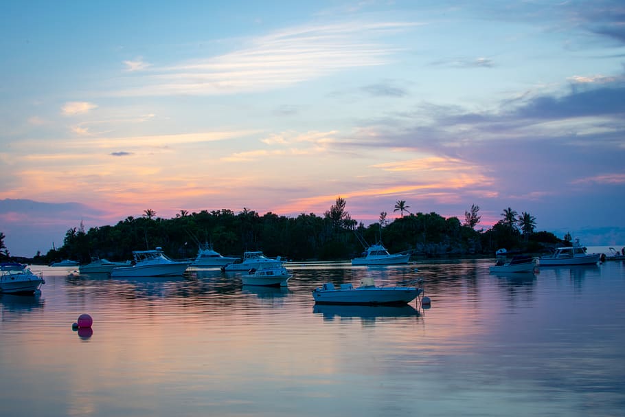 bermuda, sky, nautical vessel, water, sunset, cloud - sky, transportation, HD wallpaper