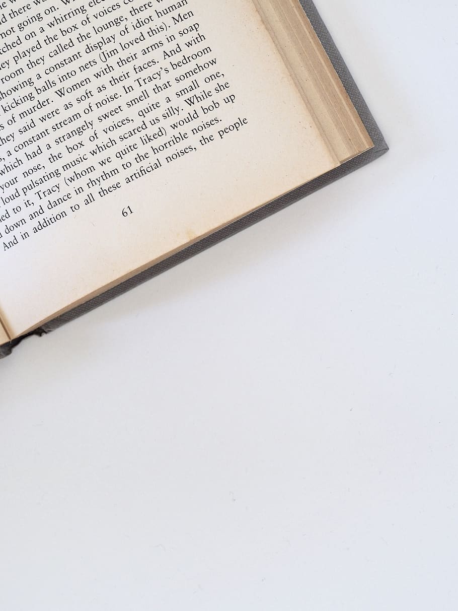 book page, copy space, no people, text, paper, high angle view HD wallpaper