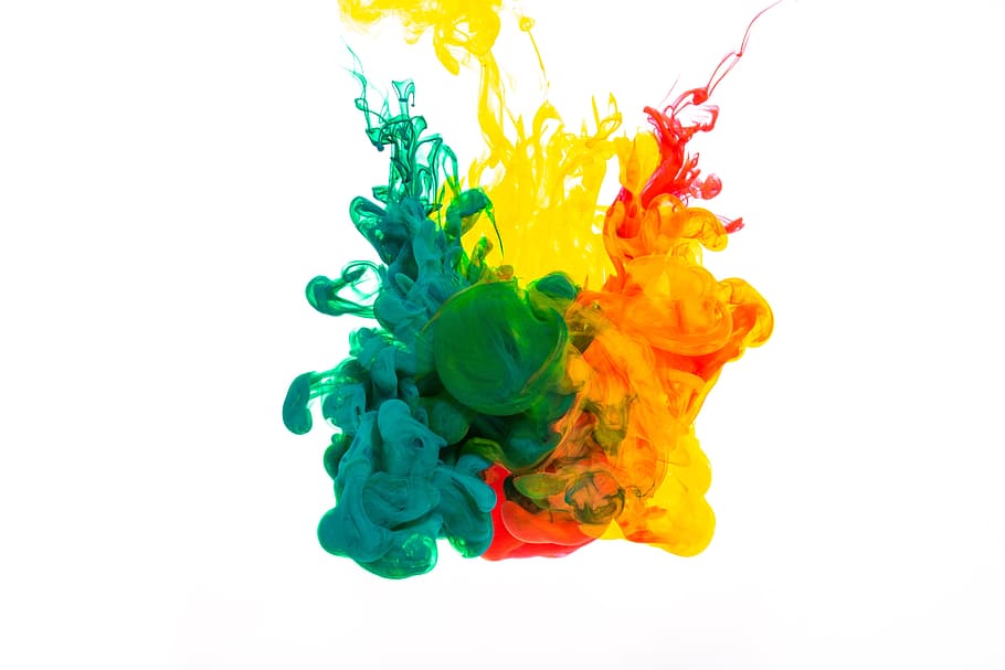 Green Orange And Yellow Ink Photo, Backgrounds, Textures, Abstract HD wallpaper