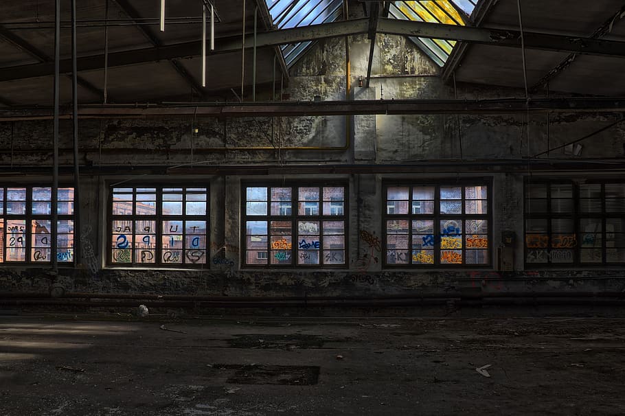 abandoned, architecture, old, window, within, building, light