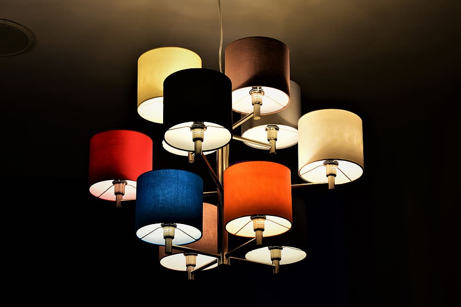 turned on chandelier, lighting equipment, illuminated, indoors HD wallpaper