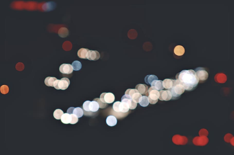 White and Red Bokeh Photography, blur, colors, dark, defocused HD wallpaper