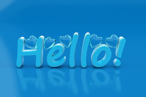 3d text, hello, lyrics, blue, blue background, colored background HD wallpaper