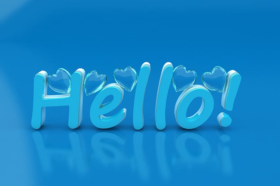 3d text, hello, lyrics, blue, blue background, colored background, HD wallpaper