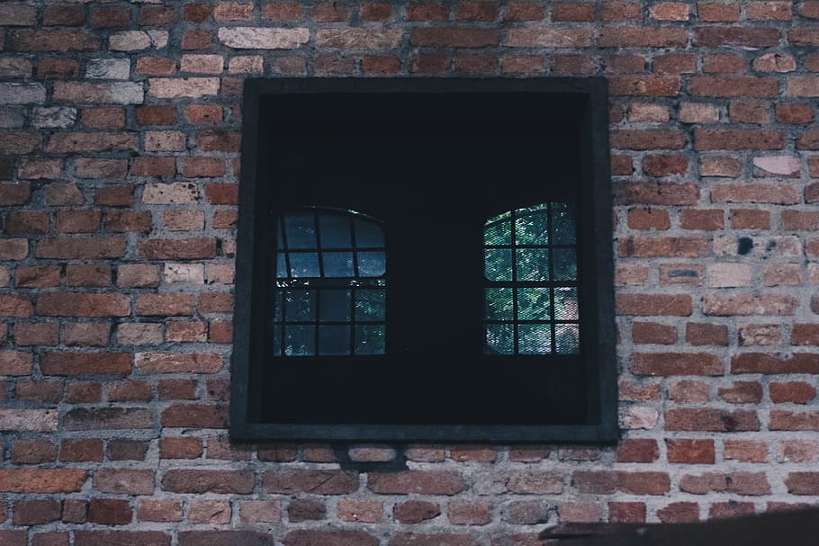 Square Black Window on Concrete Wall, brick wall, bricks, daylight HD wallpaper