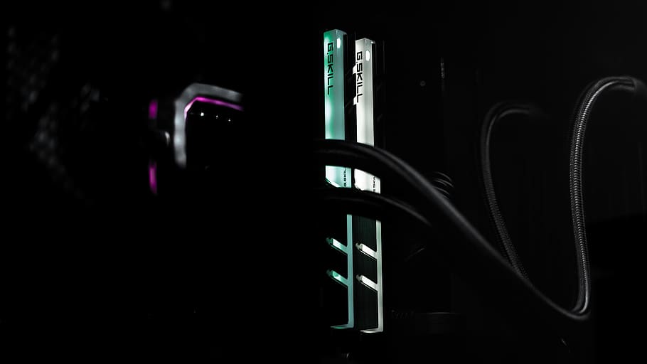 black and green computer tower, adapter, electronics, light, pc HD wallpaper