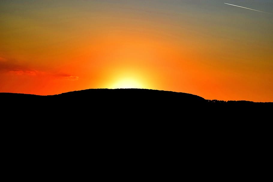 sunset, red, summer, romantic, orange, silhouette, sky, beauty in nature HD wallpaper
