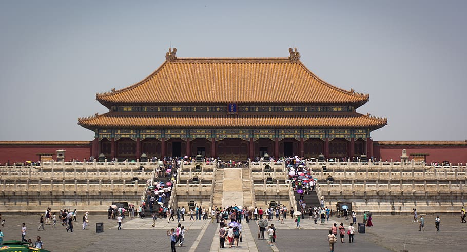 beijing, forbidden city, china, palace, large group of people, HD wallpaper