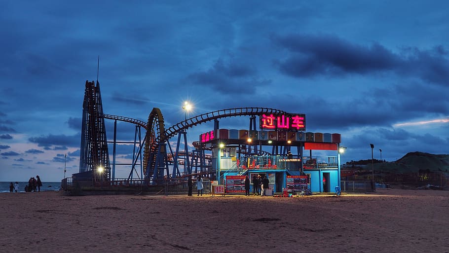 china, qingdao, sky, illuminated, built structure, cloud - sky HD wallpaper