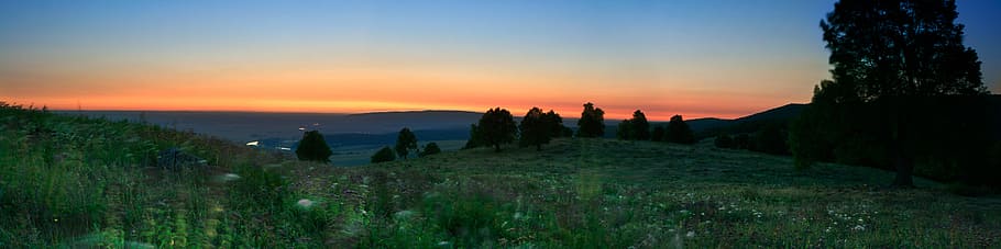 night, Ufa, mountain, top, meadow, moon, clear, forest, mist HD wallpaper