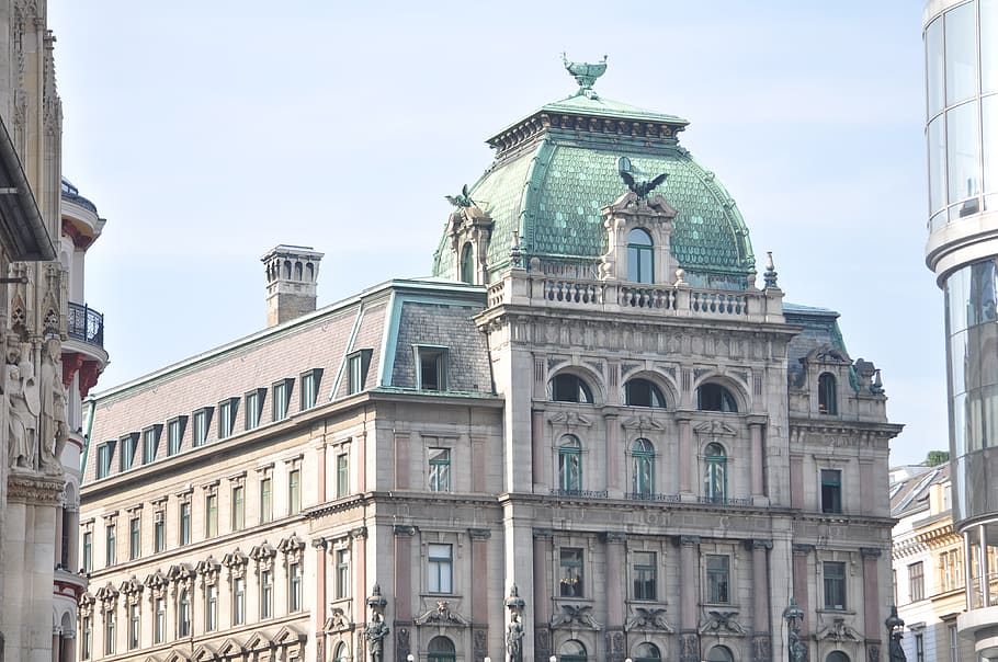 austria, architecture, building, ancient, statue, green, building exterior HD wallpaper