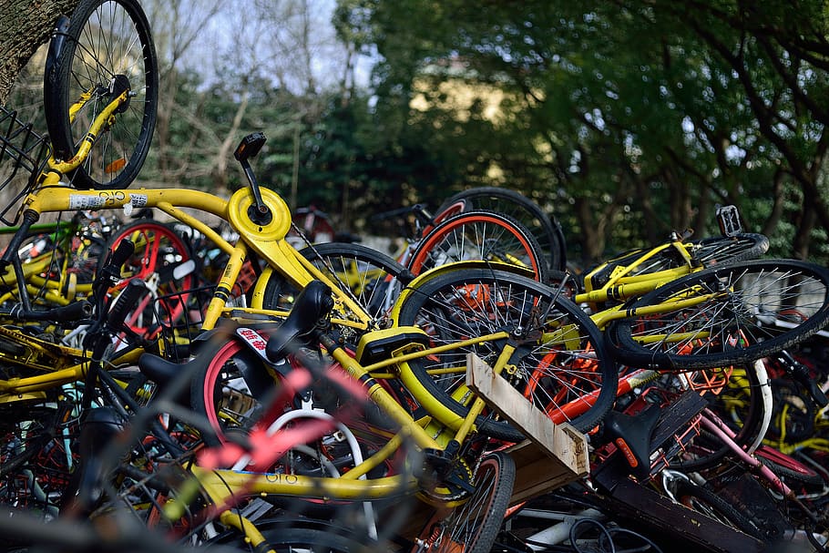 bicycle, sharing, ofo, mobai, sharing bicycle, close-up, parts HD wallpaper