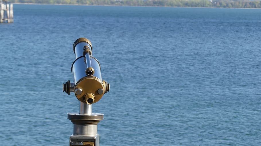 binoculars, water, view, nature, travel, lake, waters, blue HD wallpaper