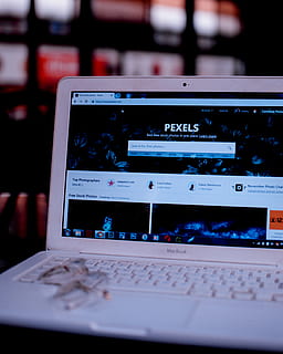 Turned-on Macbook and Displaying Pexels Search Engine, commerce HD wallpaper