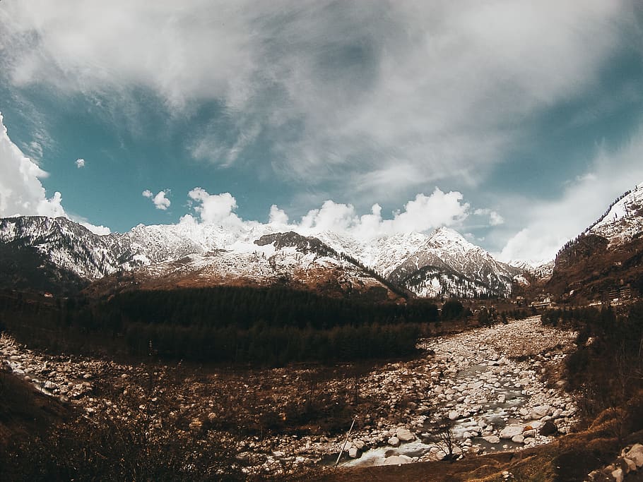 Snow Covered Mountains, adventure, clouds, cold, daylight, ice HD wallpaper
