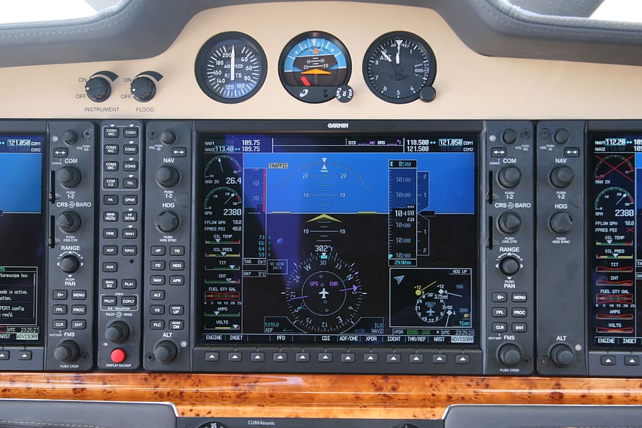 airplane, cockpit, controls, aircraft, interior, gauges, dials, HD wallpaper