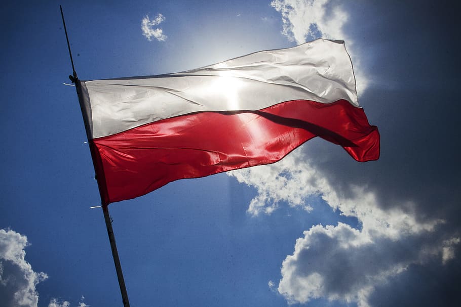 Flag of Poland, polish, patriotism, wind, cloud - sky, environment HD wallpaper