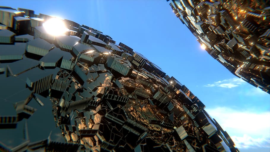 futuristic, forward, planet, spaceship, sky, low angle view HD wallpaper