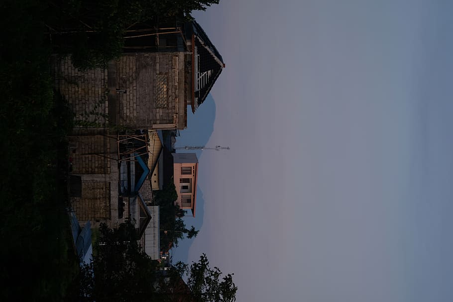 concrete house, outdoors, nature, roof, building, tower, steeple HD wallpaper