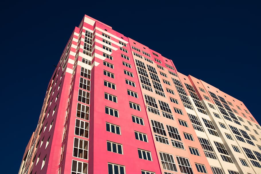new, sky, pink, city, home, real, front, urban, house, large HD wallpaper