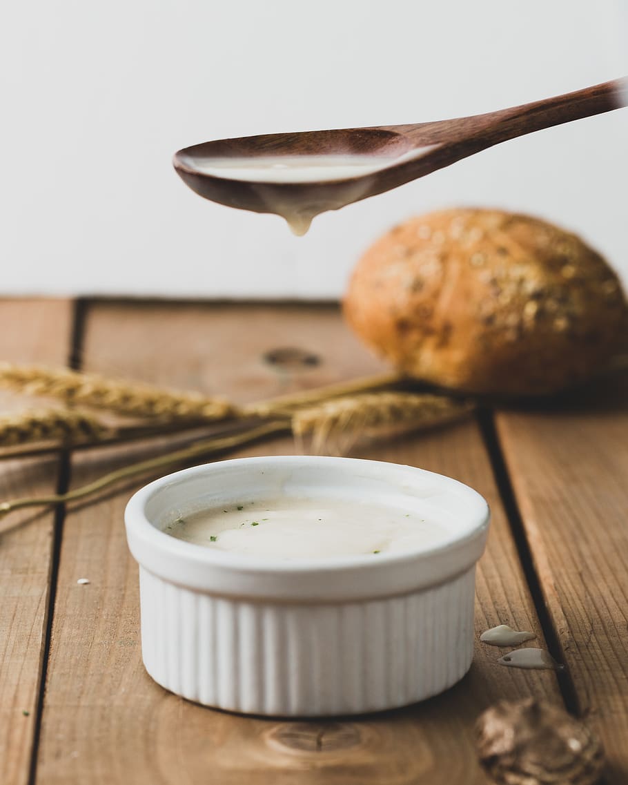 white sour cream, bread, mae, winnipeg, canada, cutlery, spoon HD wallpaper