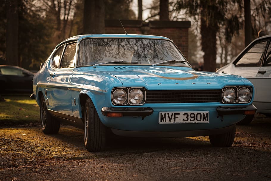 blue coupe parked, mode of transportation, car, motor vehicle HD wallpaper