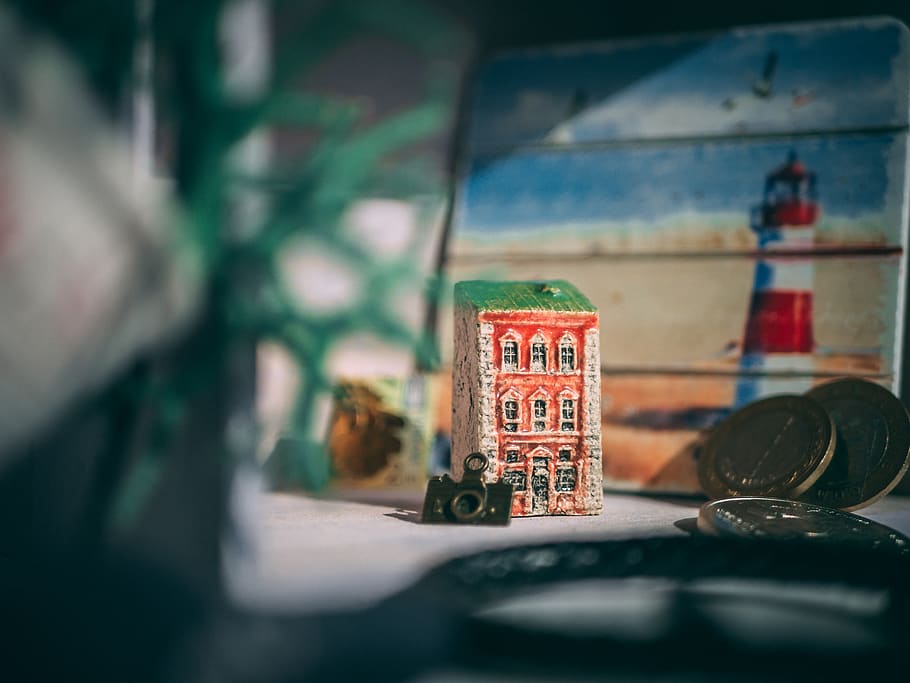 Miniature Building, decor, selective focus, close-up, toy, no people HD wallpaper