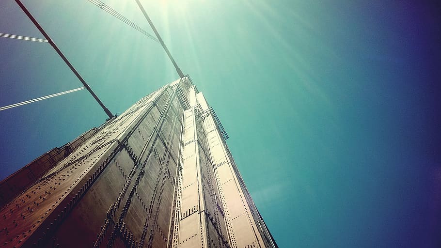 bridge, architecture, sunshine, summer, blue, sky, low angle view HD wallpaper