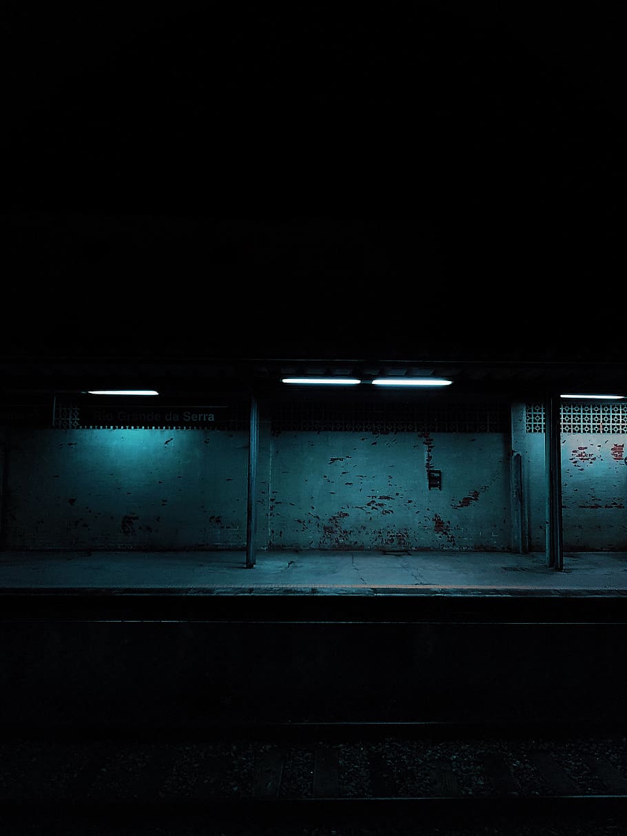 Black and Gray Dvd Player, concrete, dark, empty, lights, pavement HD wallpaper