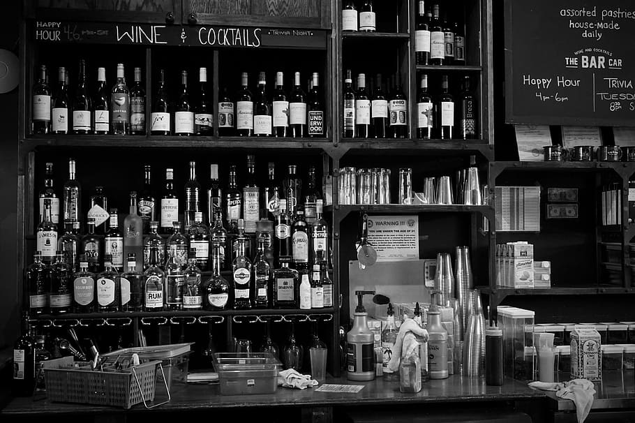 bottle, container, shelf, large group of objects, choice, food and drink HD wallpaper
