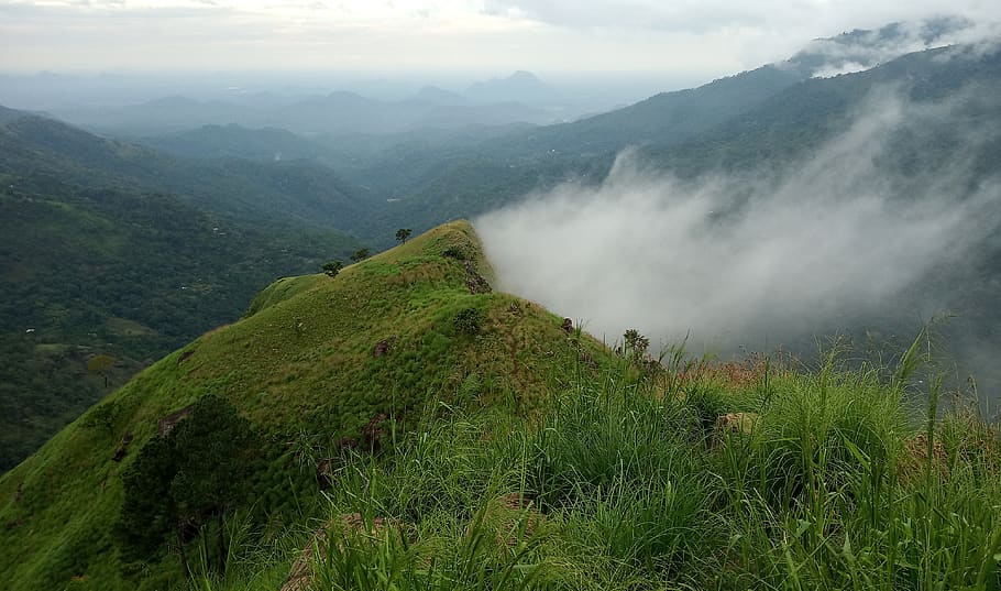 landscape, green, mountains, asia, rock, nature, forests, sky HD wallpaper