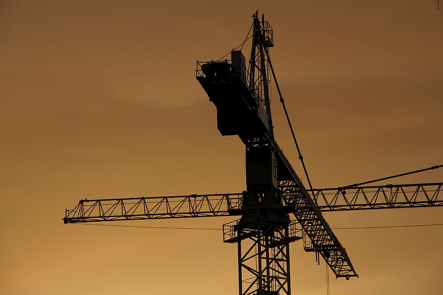 ireland, crane, construction, sunset, machinery, sky, crane - construction machinery HD wallpaper