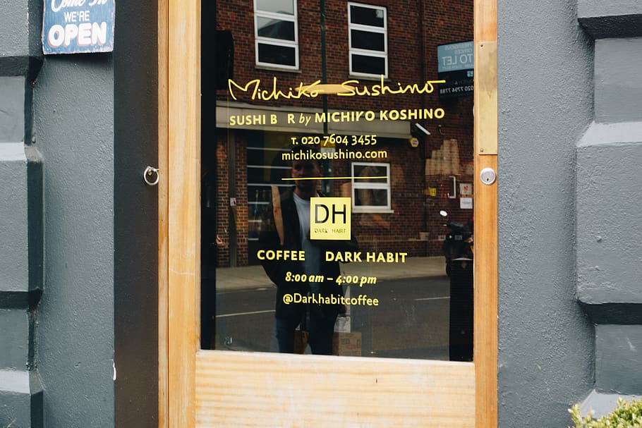 coffee shop, london, reflection, window, text, communication HD wallpaper