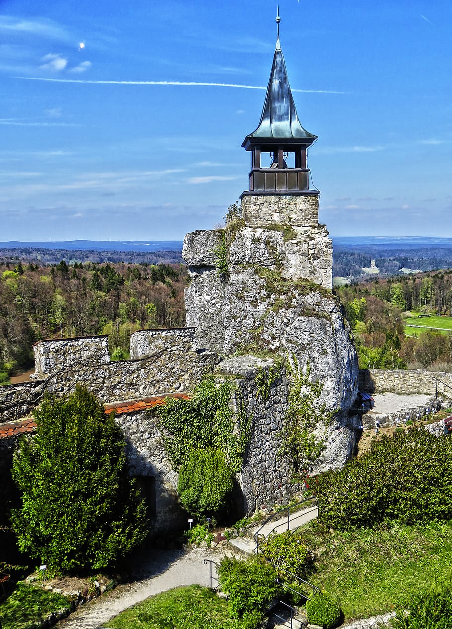 tower, castle, donjon, stone wall, outlook, middle ages, bell HD wallpaper
