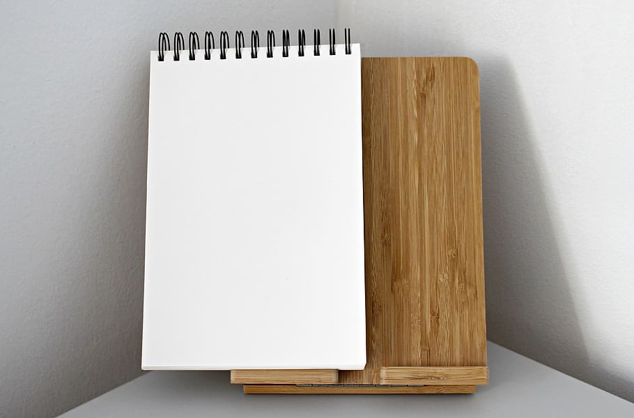 White String Notebook on Top of Brown Wooden Board, blank, sheet HD wallpaper