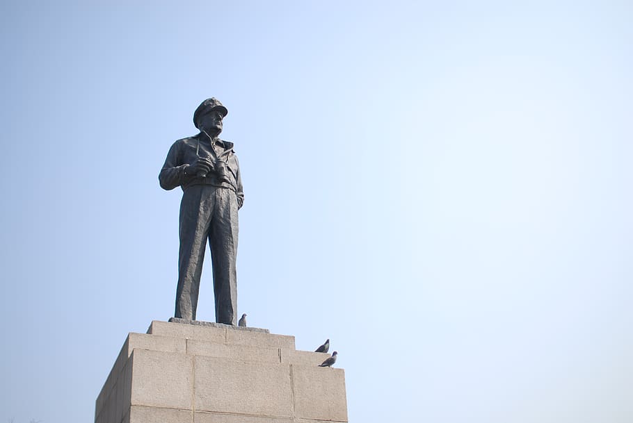 incheon, south korea, douglas, douglas macarthur, statue, bronze statue