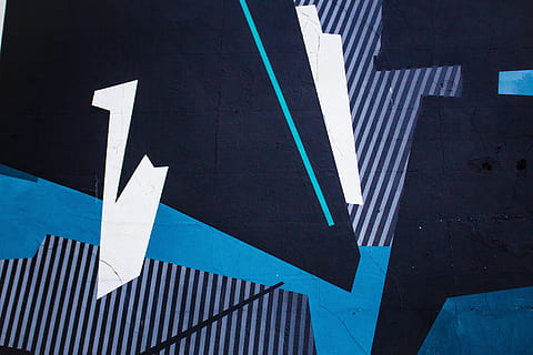 blue and black abstract wallpaper, building, art, mural, graffiti HD wallpaper