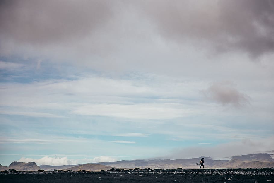 Photographer Hiking Iceland Flats Photo, Sky, Backgrounds, Camera HD wallpaper