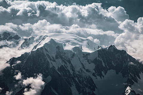 mountain covered with snow, cloud, sunlight, winter, cold, outdoors HD wallpaper