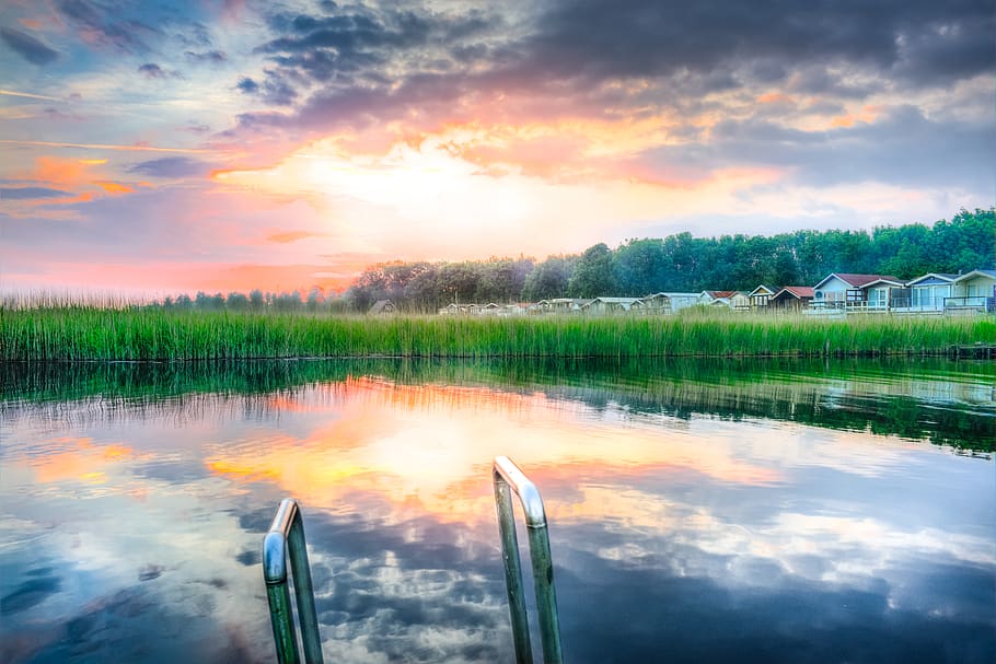 Panoramic Photography of Lake during Sunset, beautiful, bright HD wallpaper
