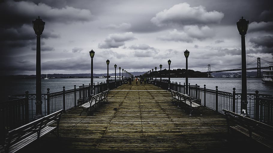 Brown Wooden Bridge Near Body of Water, architecture, Bay Bridge HD wallpaper