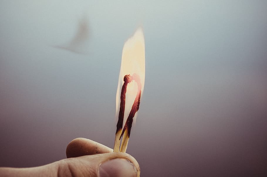 match, stick, wood, fire, flame, heat, human hand, human body part HD wallpaper