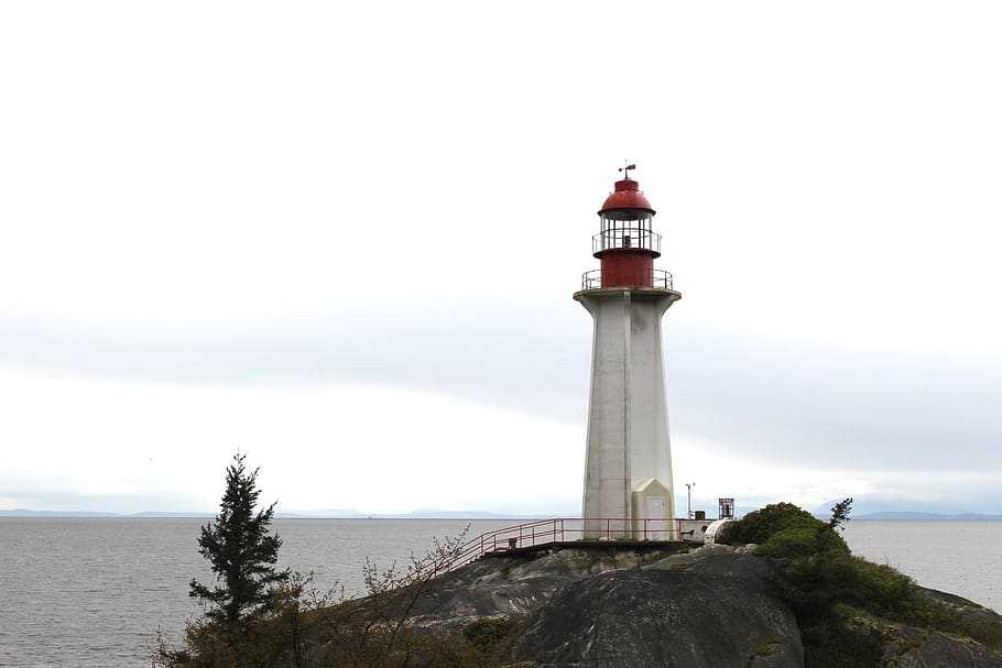 vancouver, canada, clouds, lighthouse, vancouver bc, ocean HD wallpaper