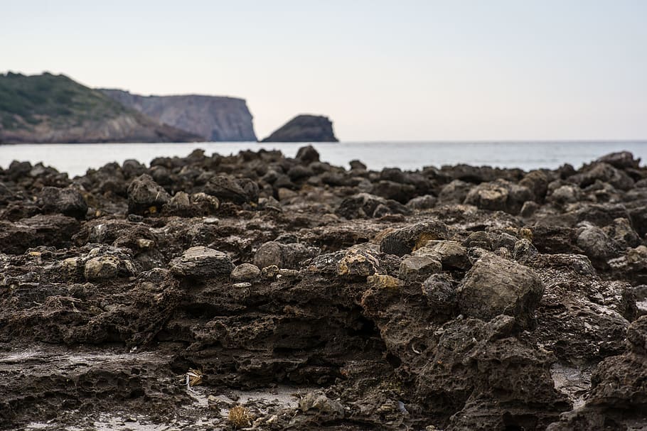 spain, minorca, beach, rocks, menorca, sea, water, rock - object HD wallpaper