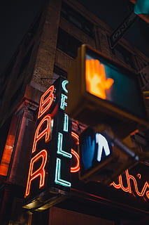 Bar Grill Neon Sign, dark, design, graphic, illuminated, light HD wallpaper