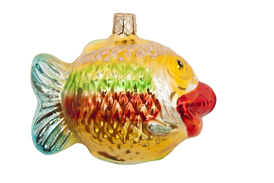 ornament, christmas, fish, object, decoration, piece, white background HD wallpaper