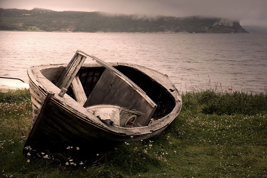 boat, water, sea, norway, norge, fjord, wreck, old, ship, nautical vessel, HD wallpaper
